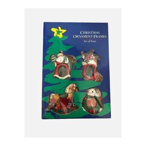 Vintage 1995 Christmas Ornament Frames (Set of 4) Easel Back Holiday Set NEW